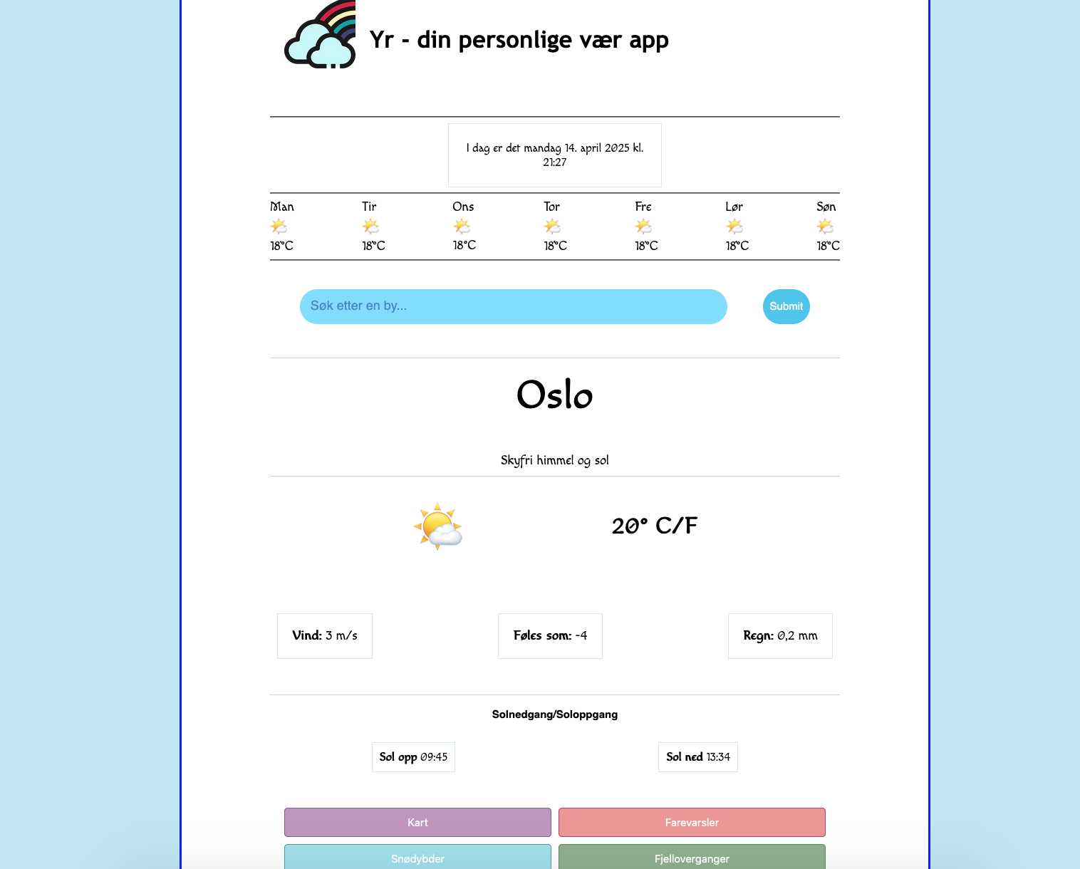 portofolio norwegian weather app